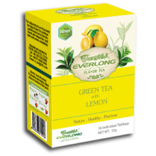 Limón aromatizado té verde pirámide bolsa de té Premium Blends orgánicos y conformes con la UE (FTB1502)